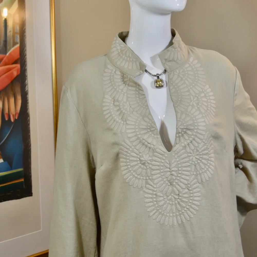 TORY BURCH V-Neck Long Sleeve Tunic Fit 10-12 Marked 14